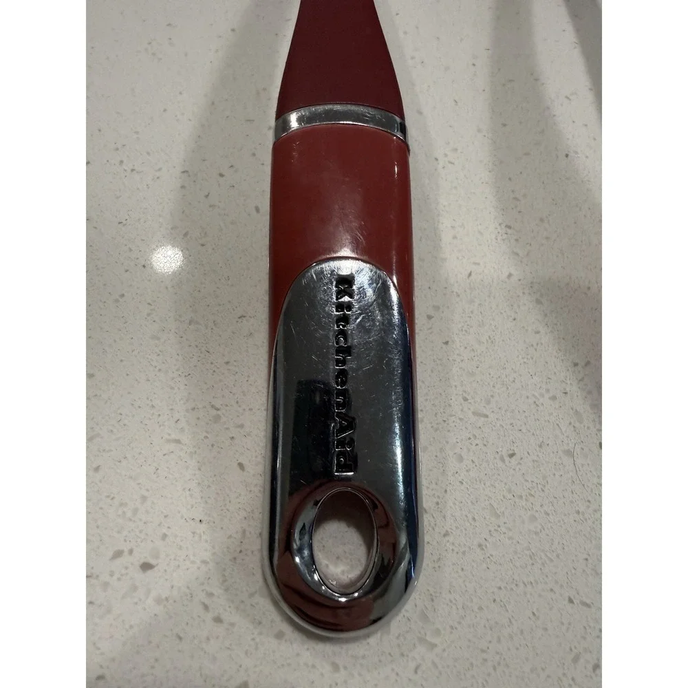 Kitchenaid Lot Of 3 Serving‎ Utensils Maroon Slotted Spoon, Spoon & Ladle
